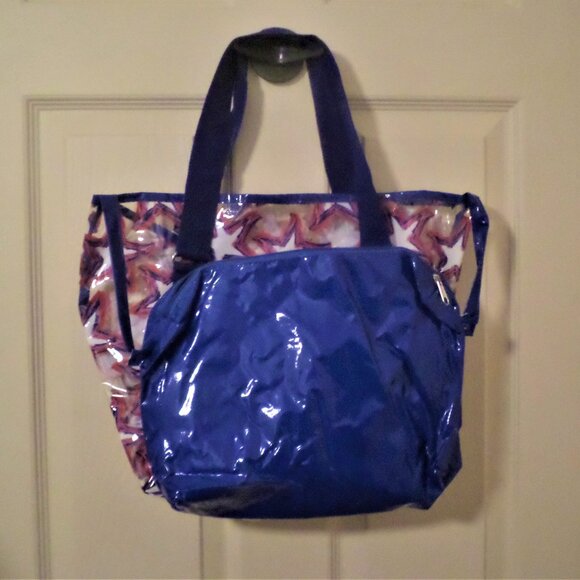 TOTE with POUCH red, white & blue stars - Picture 1 of 7